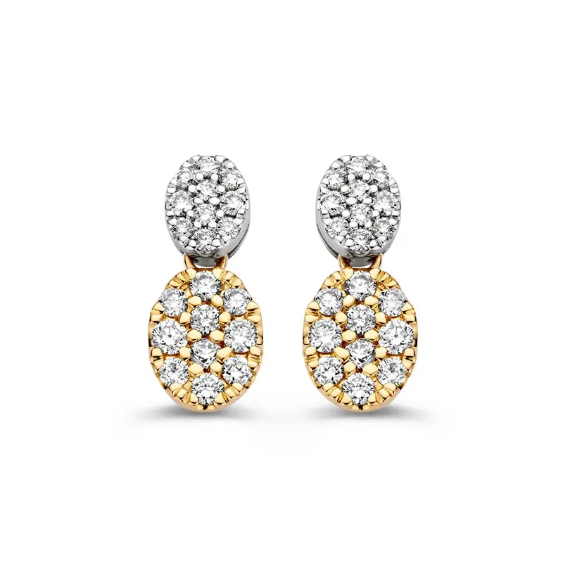 Elegant Diamond Drop Earrings – 0.45ct Pave-Set Oval Design in 14k Gold