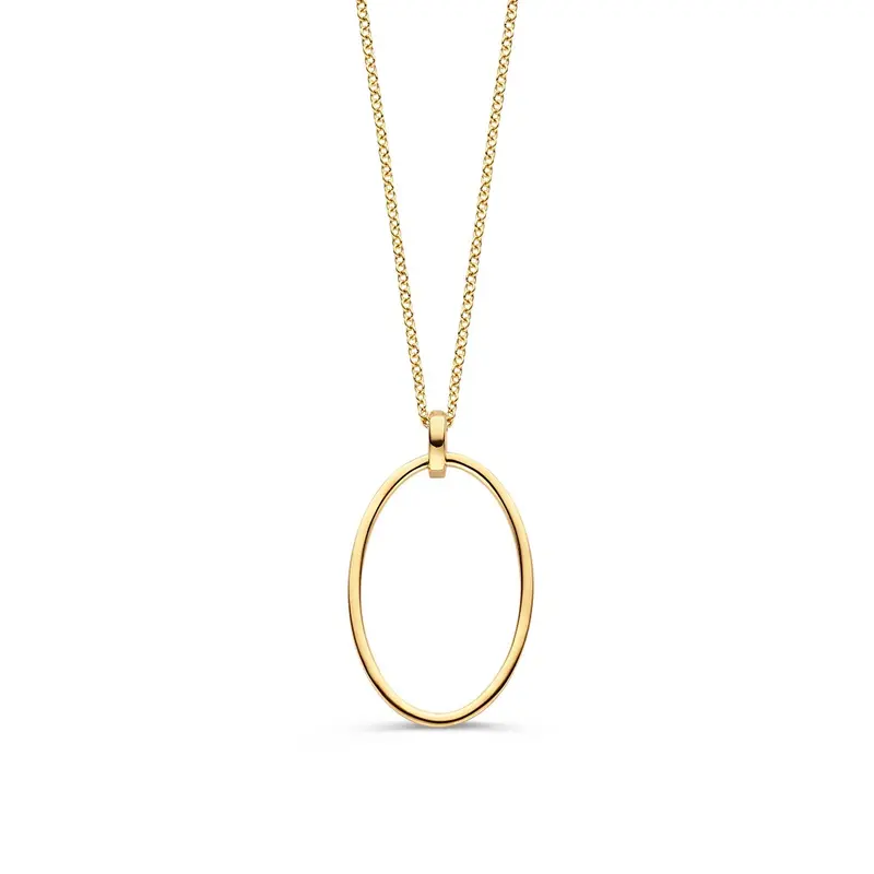 Elegant Geelgouden Collier met Ovale Open Hanger – 14 Karaat Goud, Tijdloos Design