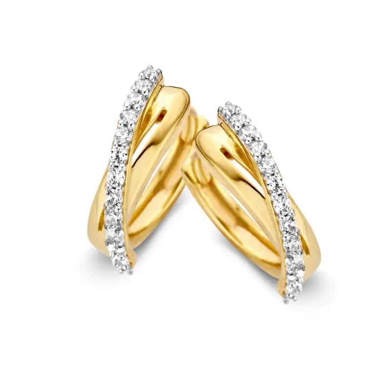 Elegant Geelgouden Oorringen met Zirkonia's
