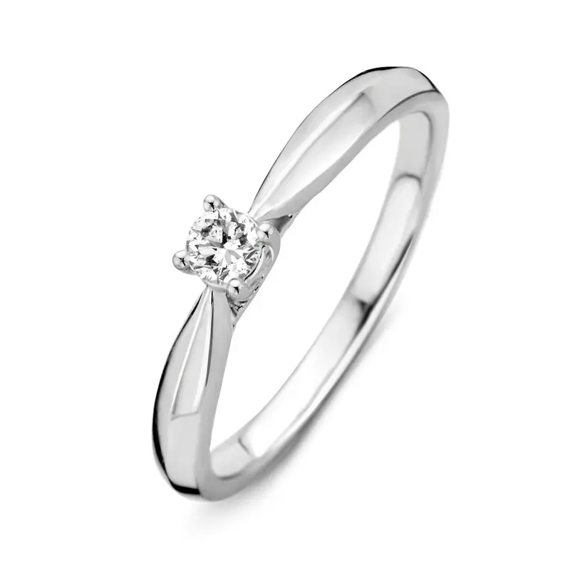Elegante 14 Karaat Witgouden Ring met Diamant