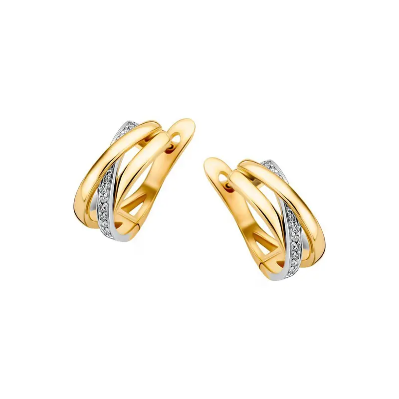 Elegante Geelgouden Oorringen met Diamant – Subtiele Oorringen voor Dames in 14 Karaat Goud