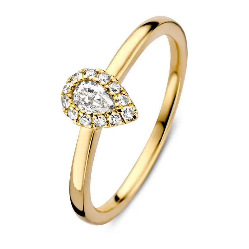 Elegante Geelgouden Ring met Peer Diamant