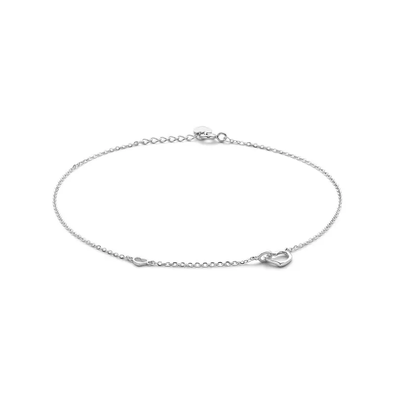 Enkelband hartjes 24 + 2 cm zilver gerhodineerd – 1339253