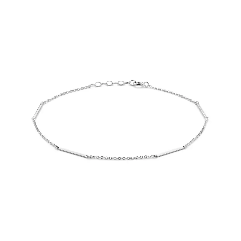Enkelbandje balkjes 1,6 mm 24 + 2 cm zilver gerhodineerd