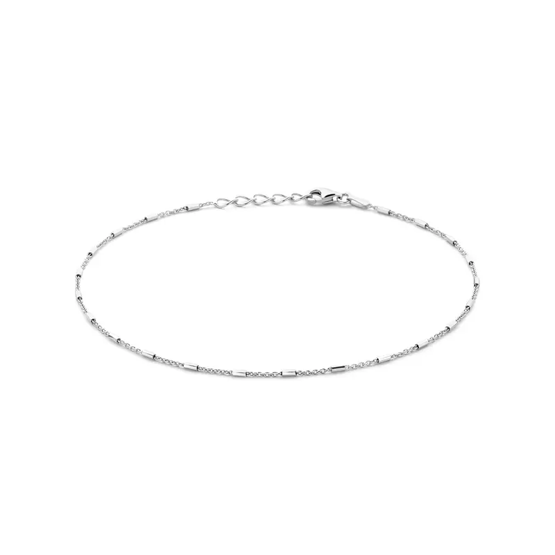 Enkelbandje buisjes 1,3 mm 24 + 2 cm zilver gerhodineerd – 1339149