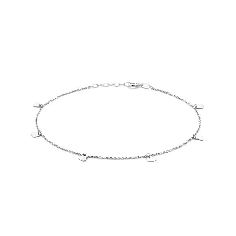 Enkelbandje hartjes 24 + 2 cm zilver gerhodineerd 5,5 x 4,5 mm – 1338893