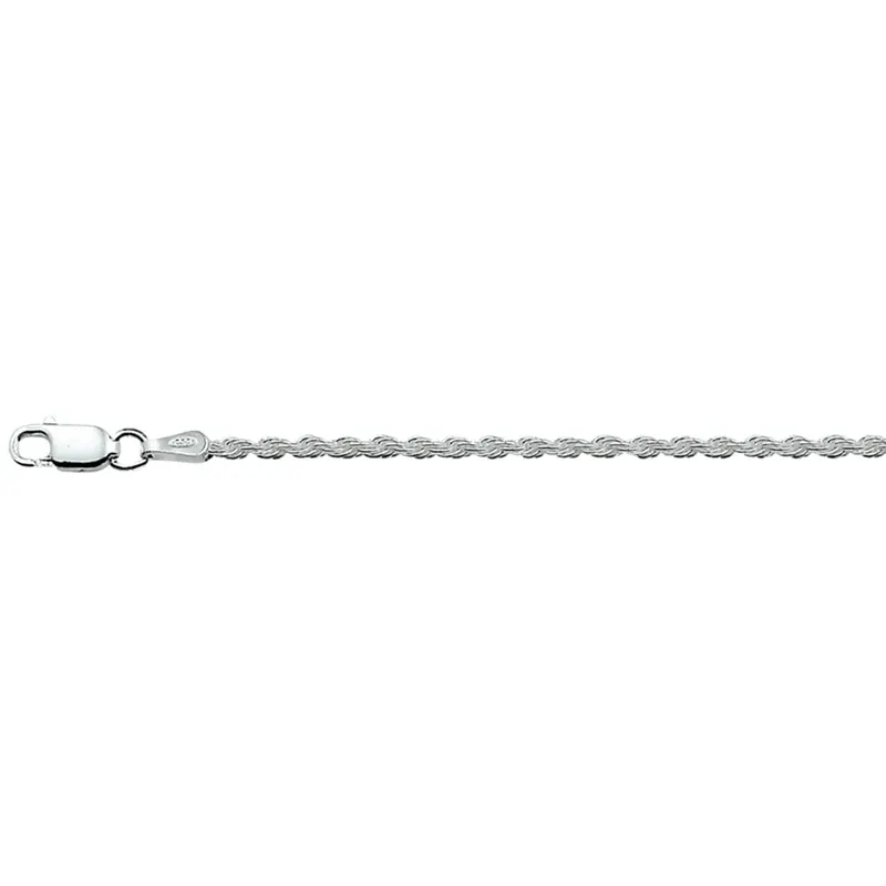 Enkelbandje koord 2,0 mm 24 - 26 cm zilver gerhodineerd