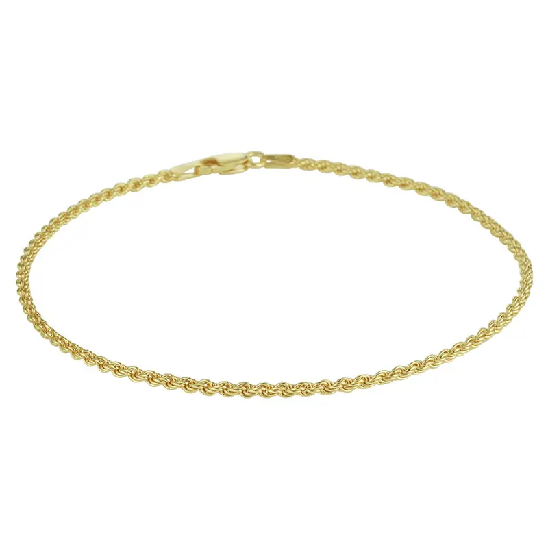 enkelbandje koord 2 mm 24 cm 3 micron zilver verguld (geel)