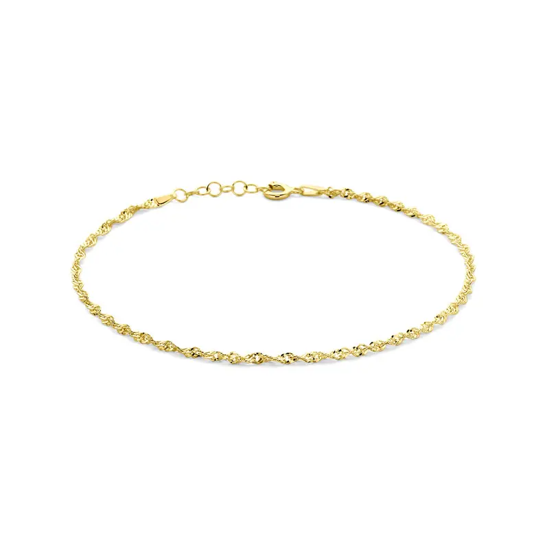 Enkelbandje singapore 2,3 mm 24 + 2 cm 3 micron zilver verguld (geel) – 2103742