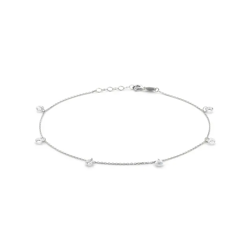 Enkelbandje zirkonia 24 + 2 cm zilver gerhodineerd 1,0 mm – 1339259