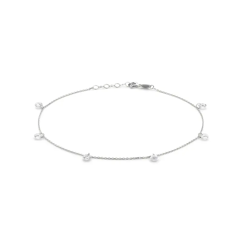 Enkelbandje zirkonia 24 + 2 cm zilver gerhodineerd 1 mm – 1338892