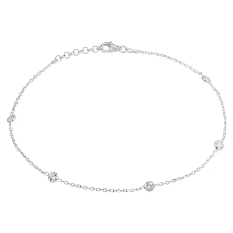 Enkelbandje zirkonia 24 + 2 cm zilver gerhodineerd 4,0 mm – 1339260