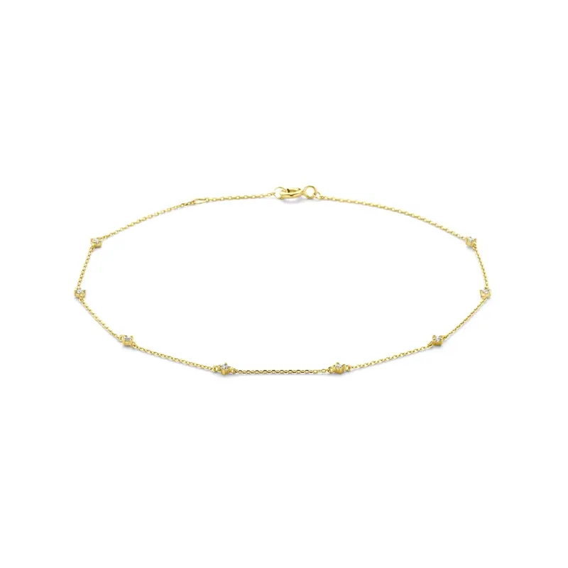 Enkelbandje zirkonia 24 - 26 cm 14K geelgoud