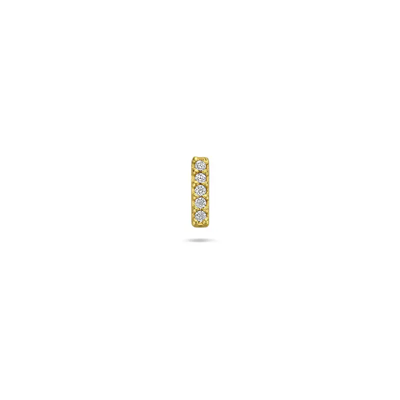 Flat back piercing balk zirkonia 6,3 mm 1 micron zilver verguld