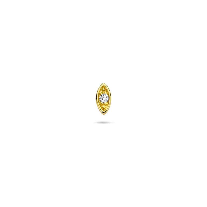 Flat back piercing boze oog zirkonia 6 mm 1 micron zilver verguld