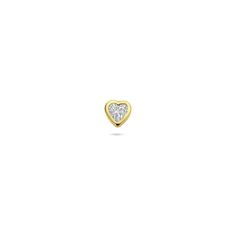 Flat back piercing hartje zirkonia 4,5 mm 1 micron zilver verguld