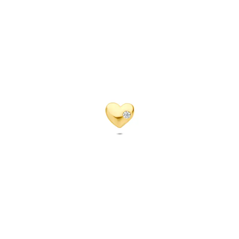 Flat back piercing hartje zirkonia 9K geelgoud 4 mm – 8000802