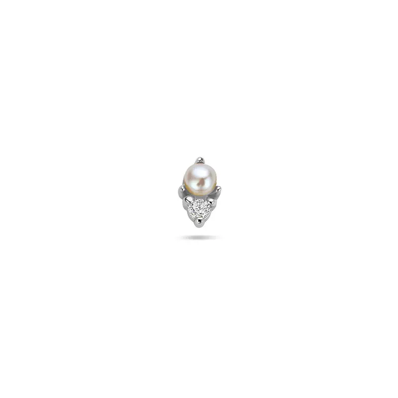 Flat back piercing parel en zirkonia 6,5 mm zilver