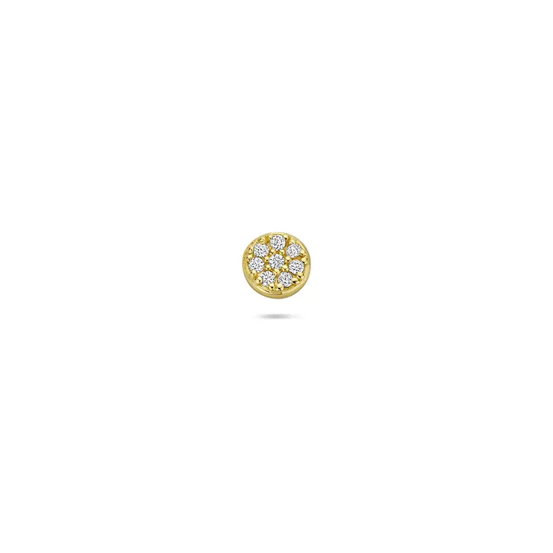 Flat back piercing rond zirkonia 4 mm 1 micron zilver verguld