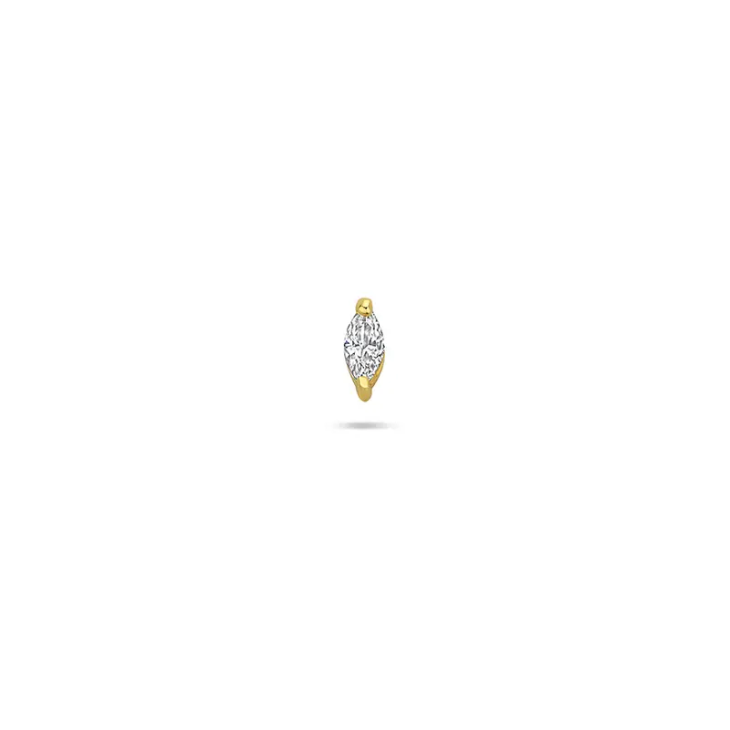 Flat back piercing zirkonia 5 mm 1 micron zilver verguld