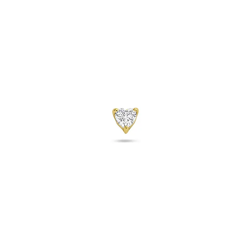 Flat back piercing zirkonia hartje 3,5 mm 1 micron zilver verguld