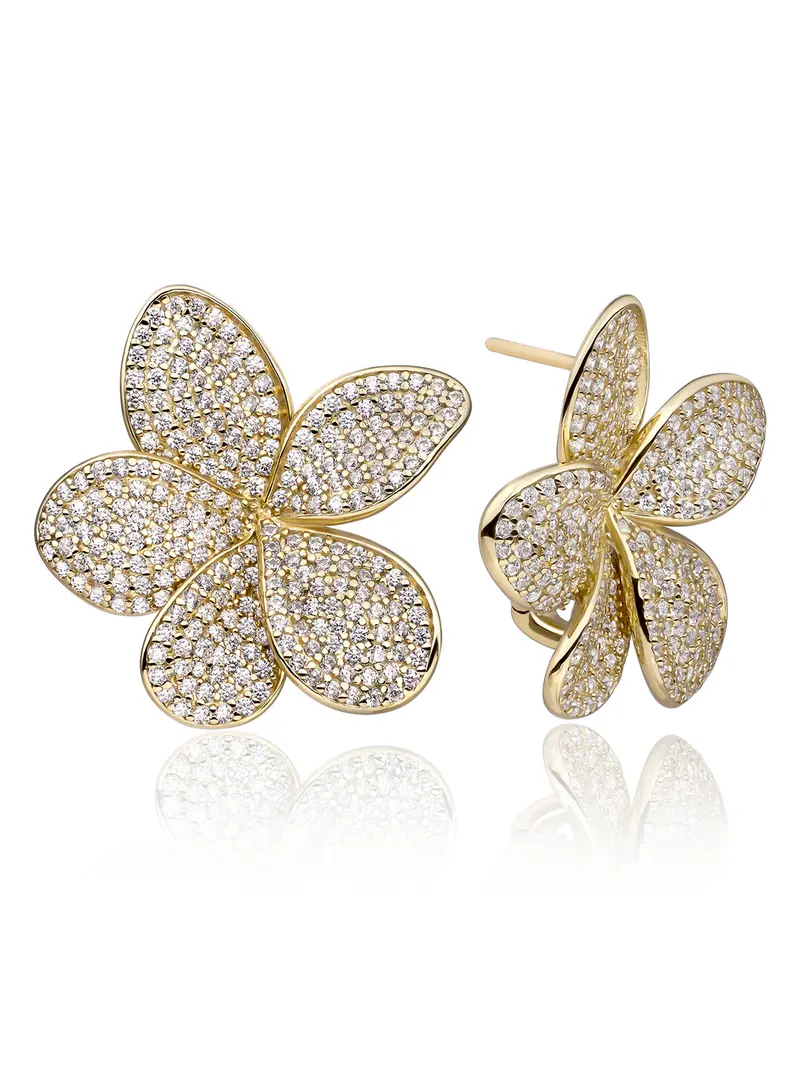 Flora Push Back Oorbellen Zirconia
