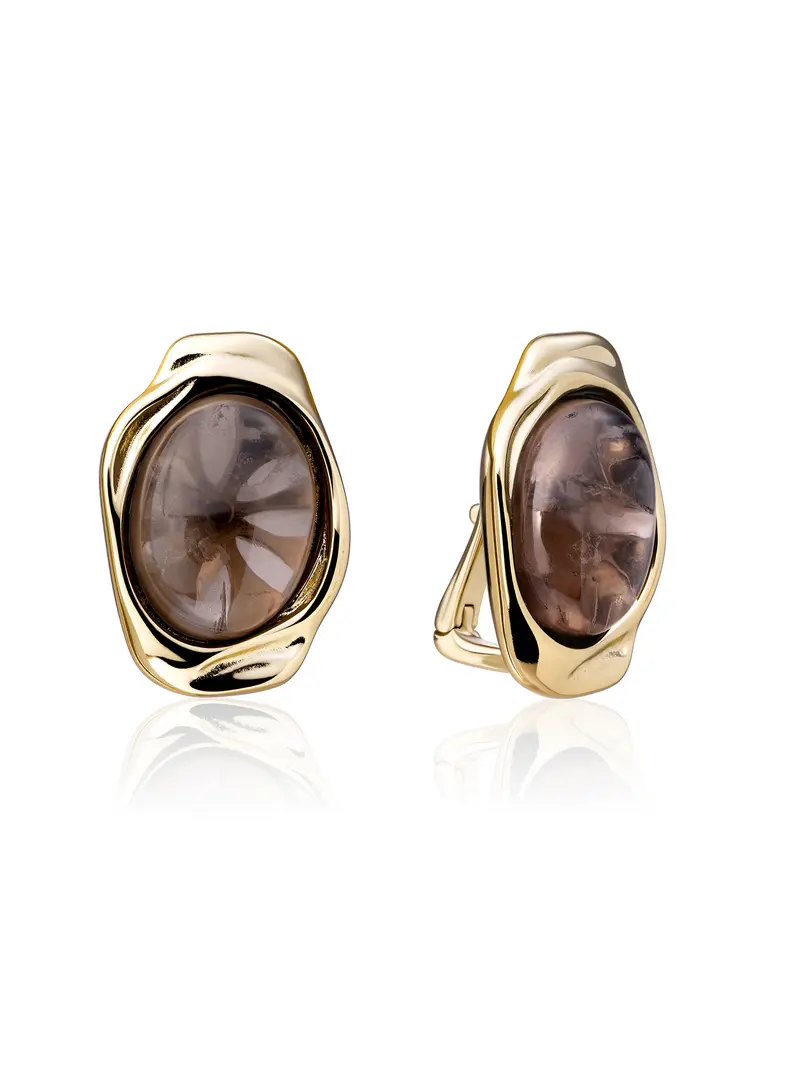 Flow Push Back Oorbellen Smoky Quartz