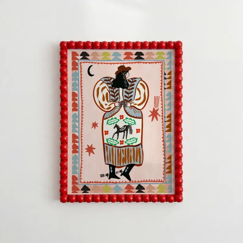 Folk Cowboy Lady Print