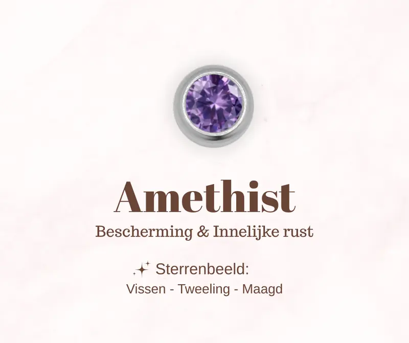 Geboortesteen bedel - Amethist
