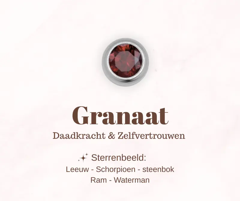 Geboortesteen bedel - Granaat
