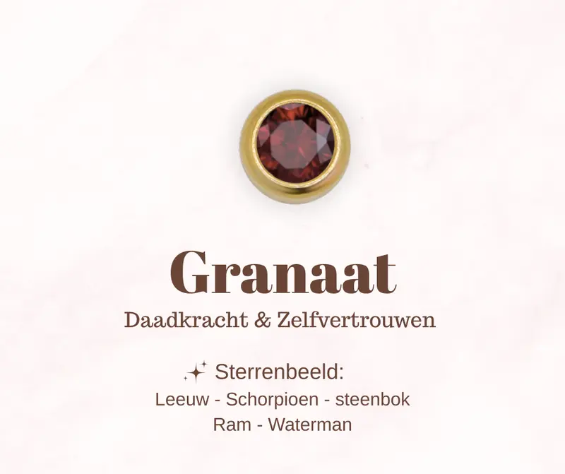 Geboortesteen bedel - Granaat