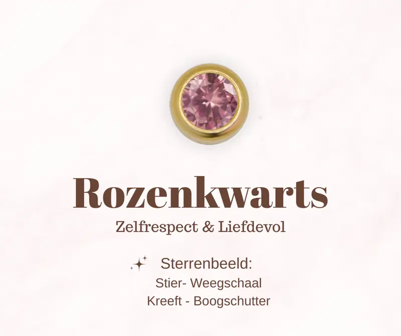 Geboortesteen bedel - Rozenkwarts