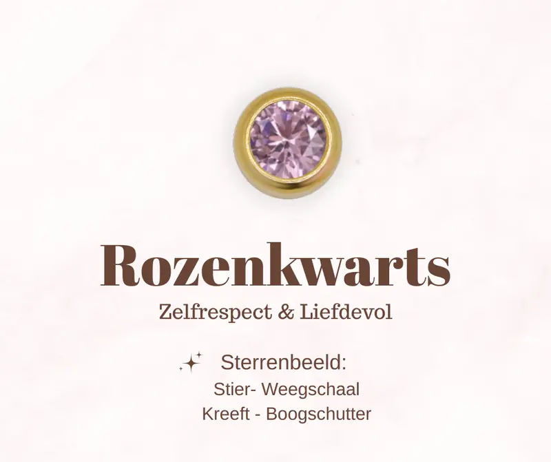 Geboortesteen bedel - Rozenkwarts