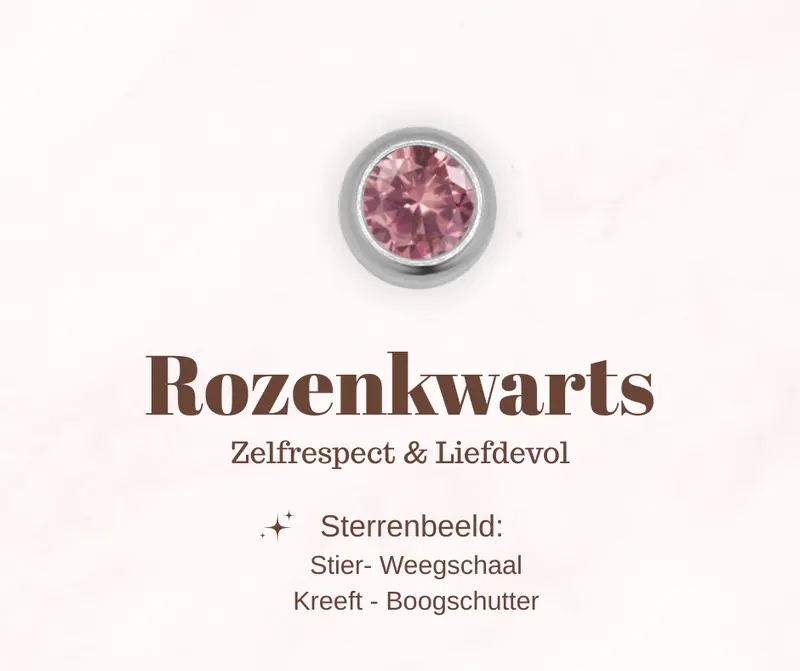 Geboortesteen bedel - Rozenkwarts