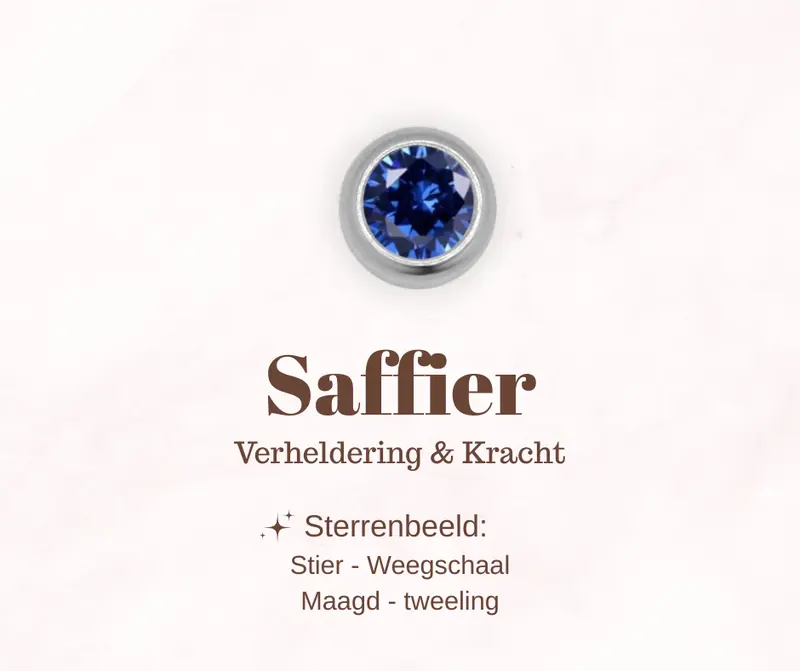 Geboortesteen bedel - Saffier