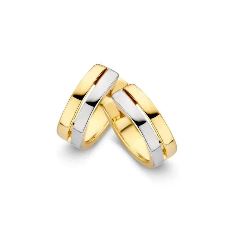 Geel-witte gouden oorringen – 14 karaat, 2,2 gram