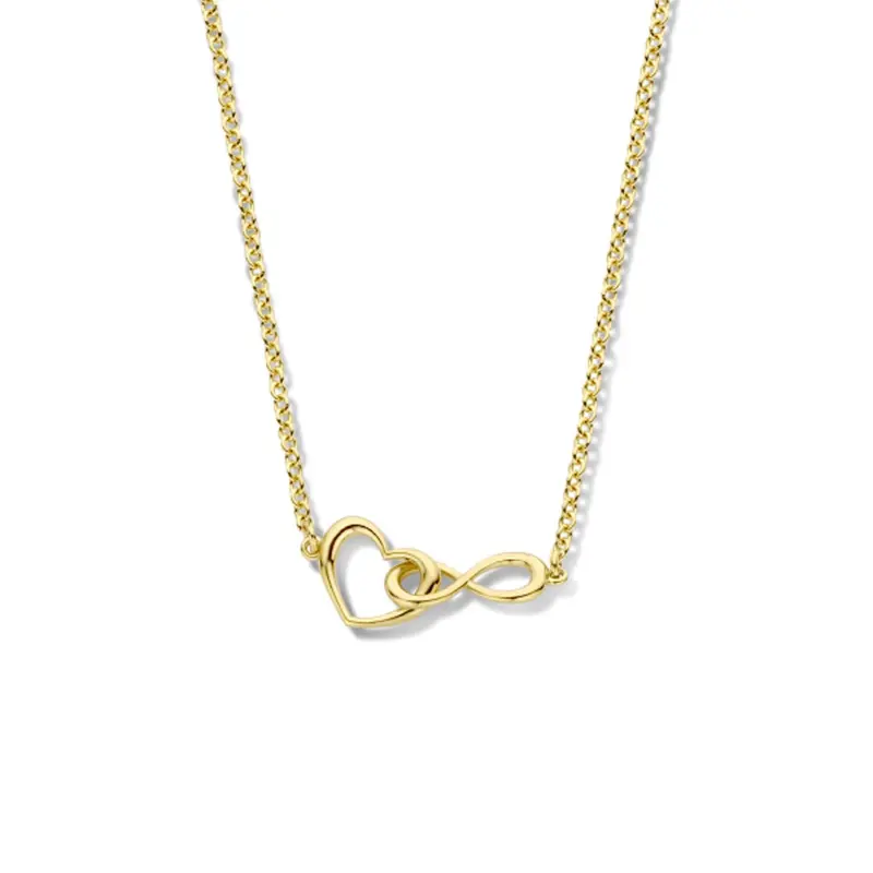 Geelgoud Verguld 925 Zilveren Collier met Hart en Infinity