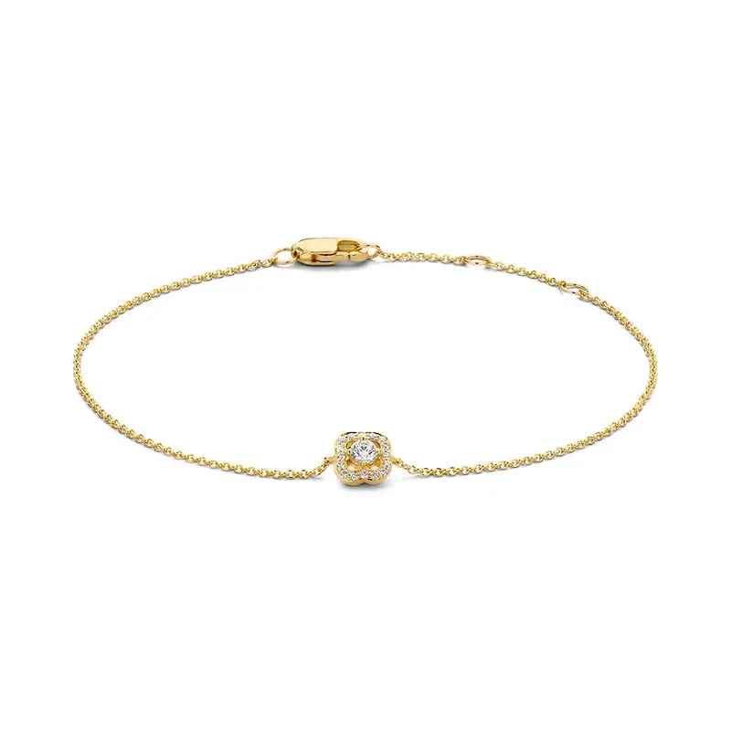 Geelgouden Armband met Diamanten 14 Karaat, 0,14 crt – 18 cm, Elegant & Luxueus