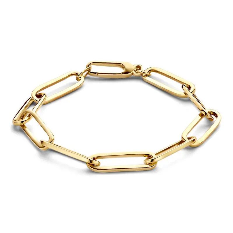 Geelgouden Armband met Paperclip Schakel, 14 Karaat, 6,3 gr, 19 cm