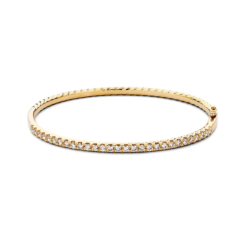 Geelgouden Bangle met Diamanten – 14 Karaat Goud, 1.56 Karaat Diamant, Luxe Armband voor Dames