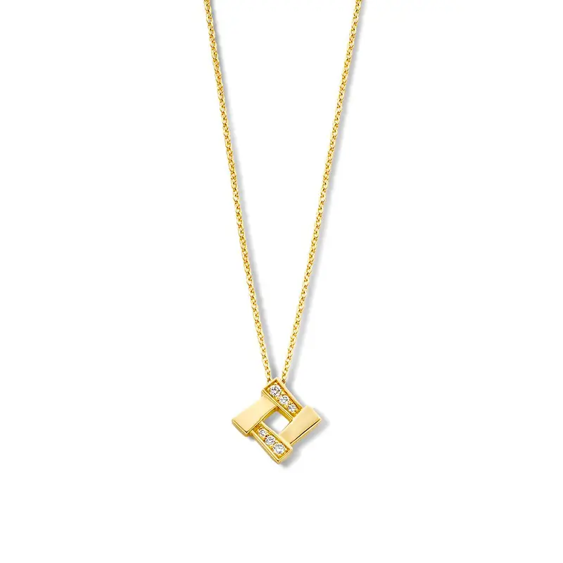 Geelgouden Collier met Diamanten Hanger - 14 Karaat Elegantie
