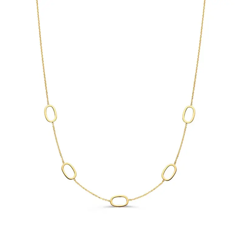 Geelgouden Collier met Opengewerkte Ovalen – 14 Karaat Goud