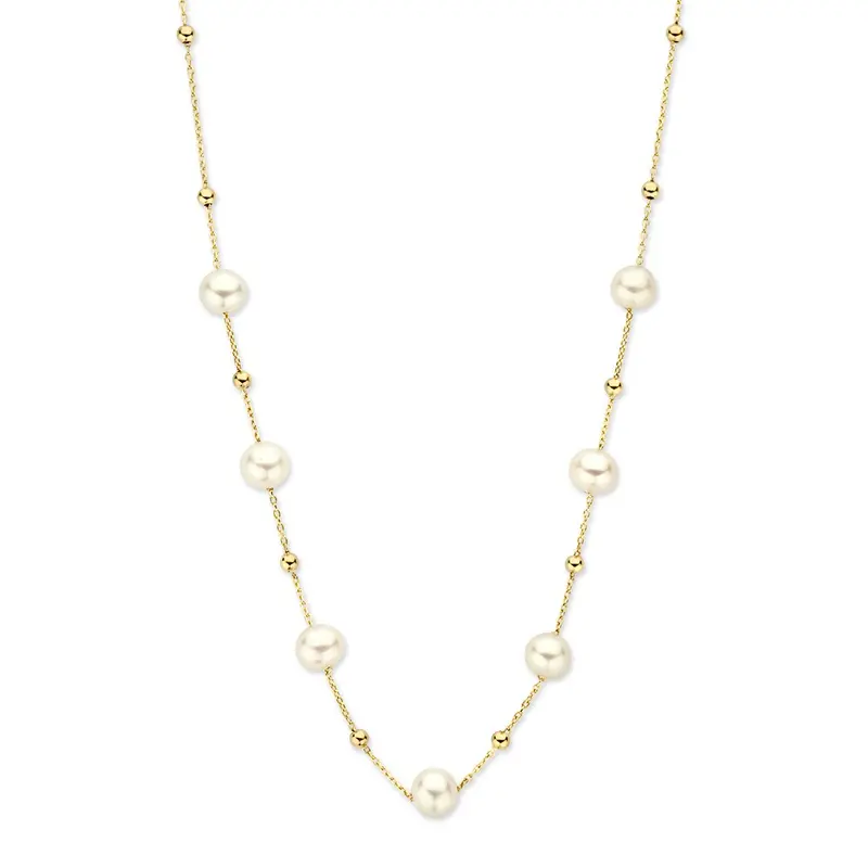 Geelgouden Collier met Parels – 14 Karaat Goud – Tijdloos & Elegant