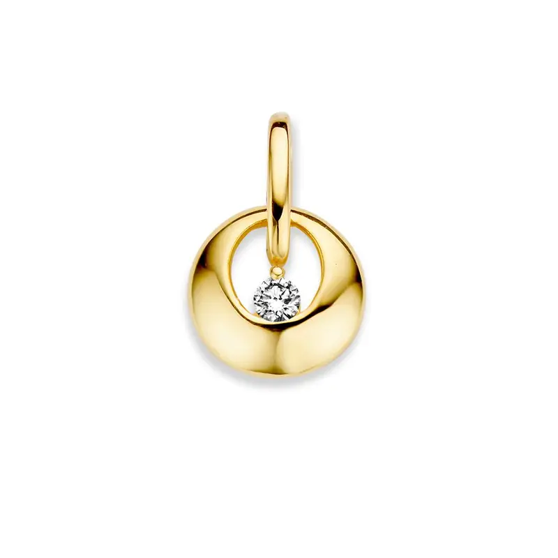 Geelgouden hanger met zirkonia – 14 karaat, 1,1 gram, 10 mm