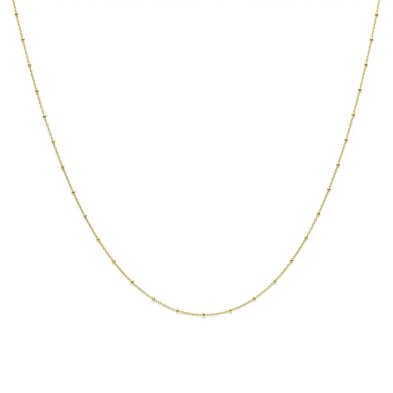 Geelgouden ketting met bolletjes anker schakels