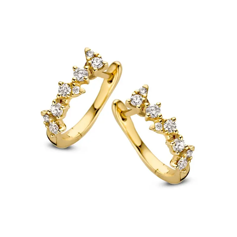 Geelgouden Oorringen met Diamant