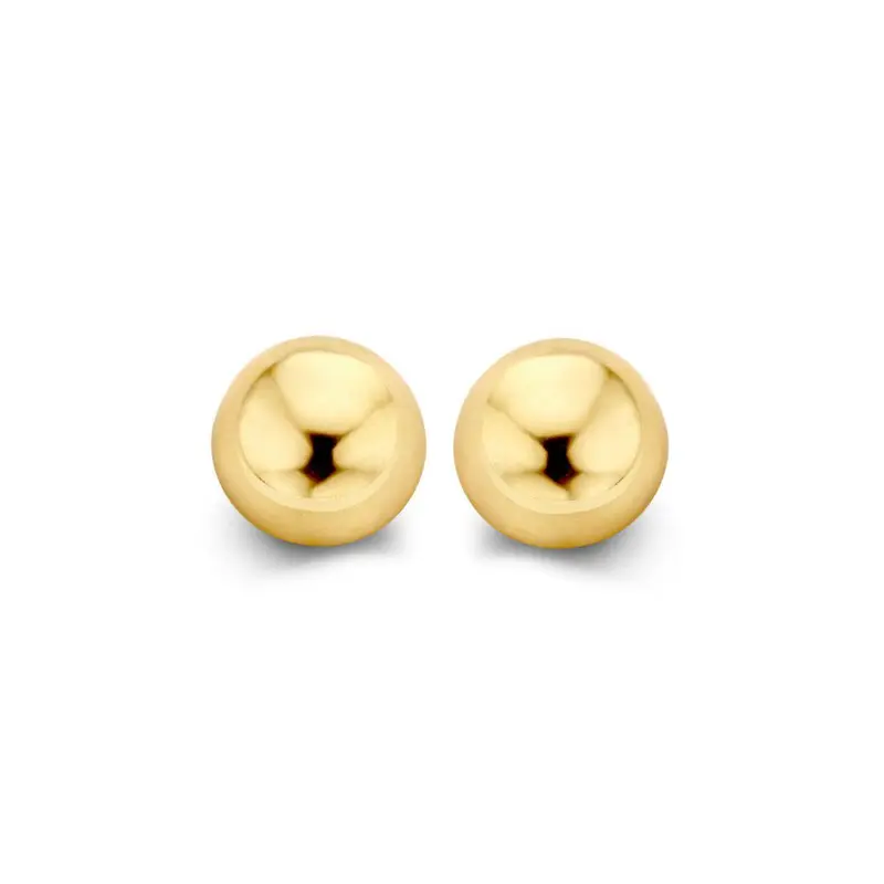 Geelgouden Oorstekers 14K met Poussettes - 6mm, Minimalistisch Design