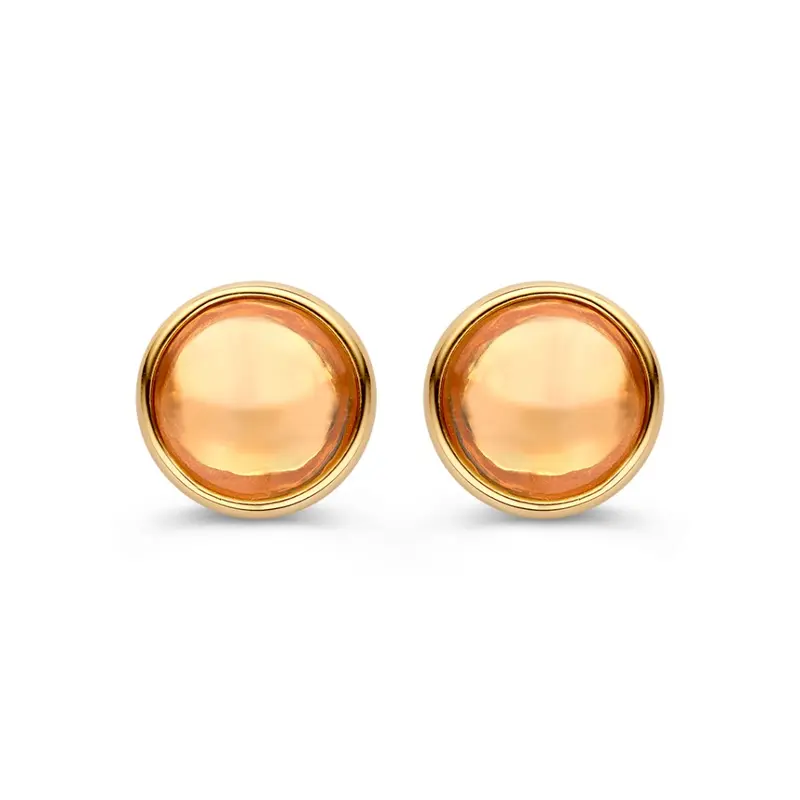 Geelgouden Oorstekers met Citrien – Stralende Oranje Accenten voor Dames
