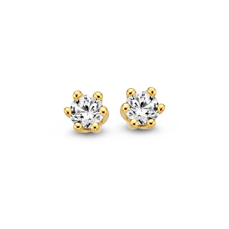 Geelgouden Oorstekers met Zirkonia 14 Karaat – Luxe en Elegantie