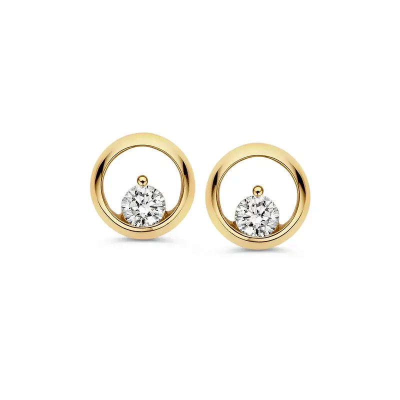 Geelgouden Oorstekers met Zirkonia – 14 Karaat, Subtiele Elegantie